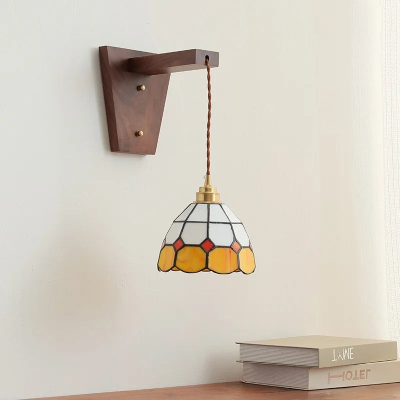 Glass Walnut LED Wall Lamps Modern Bathroom Mirror Light Fixtures