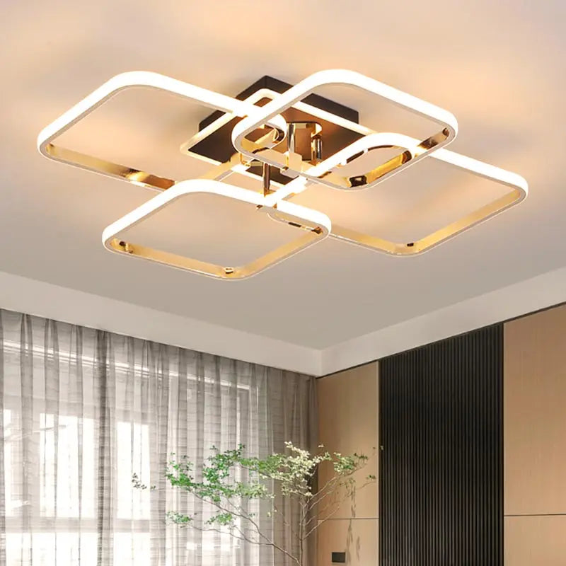 Modern Chrome Ceiling Chandelier LED Light Fixture with Remote Control for Home Decor