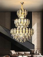 Crystal Loft Chandelier: Modern Luxury Pendant Light for Living Room or Hotel Lobby