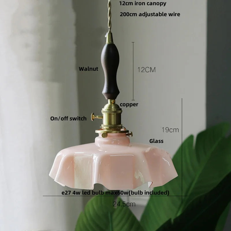 Yellow Glass Wire LED Pendant Light Modern Home Decor Nordic Hanging Lamp