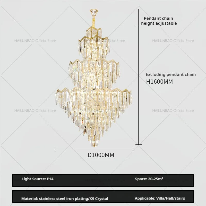 Crystal Chandelier | Modern Luxury Duplex Building Chandelier for Villa and Hotel