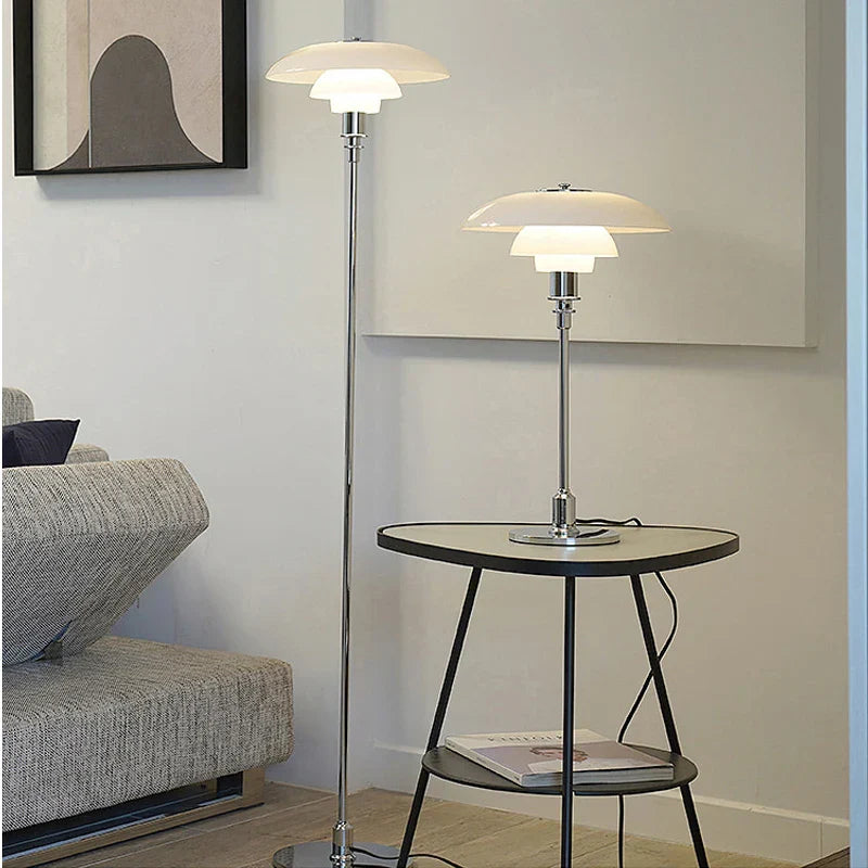 Glass Shade LED Floor Lamp for Living Room, Bedroom - Nordic Minimalist Retro Style
