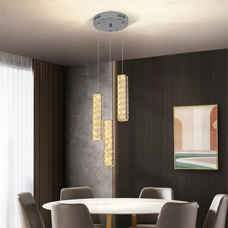 Modern K9 Crystal Chandelier Pendant Light for Living Dining Room Home Decor