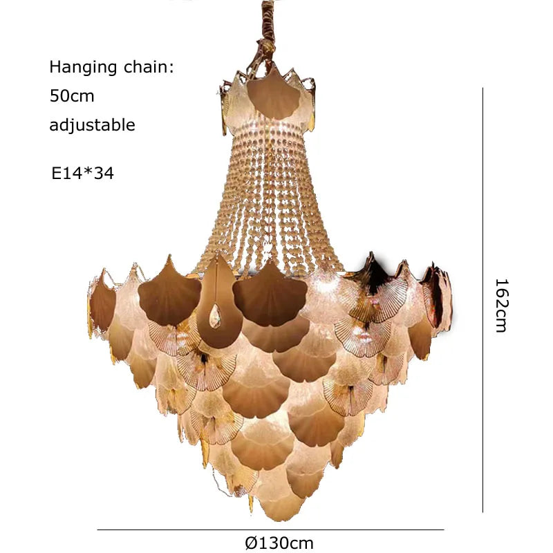 Ginkgo Gold LED Chandelier Fixture for Living Room