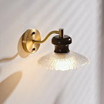 Wood Handled Copper Arm LED Wall Light - Vintage Bedside Lamp