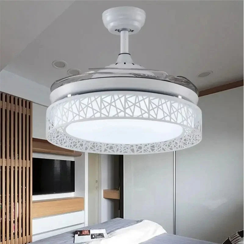 Gold Ceiling Fan Lights Remote Control 36/42inch Dining Bedroom Living Luminaria