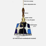 Peace Dove Tiffany Style LED Pendant Lamp - Colorful Glass, Copper Knob Switch