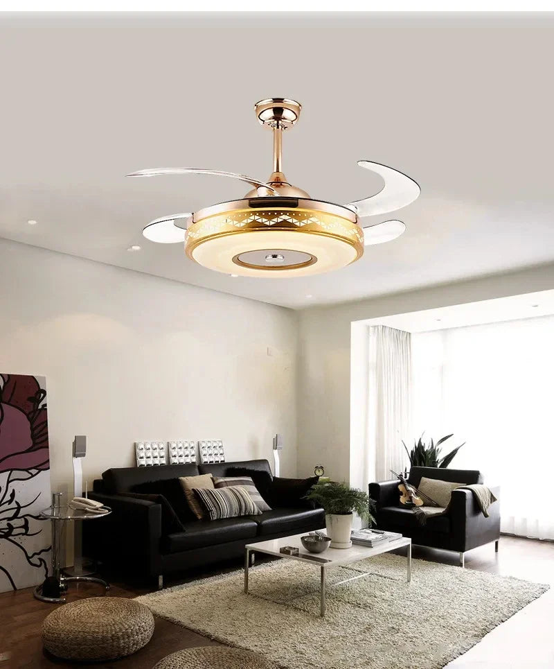 42" Gold Bluetooth Ceiling Fan Light with Remote & RGB Color Control