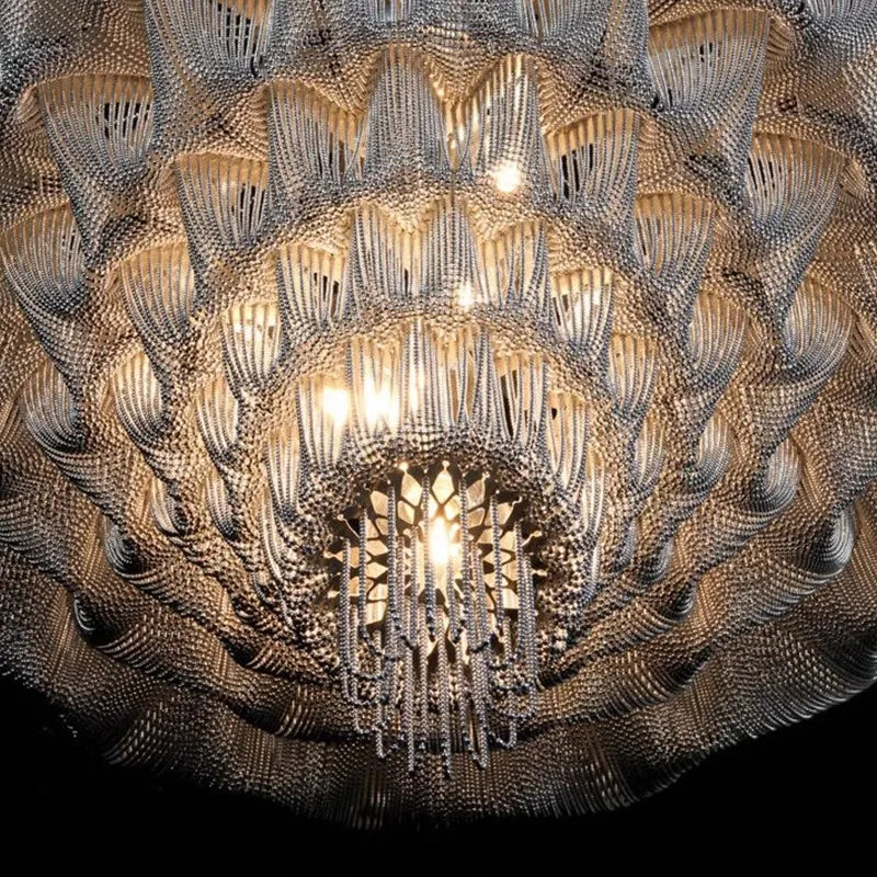 Nordic Tassel Chandelier Spiral Staircase Ceiling Light for Villa Living Room