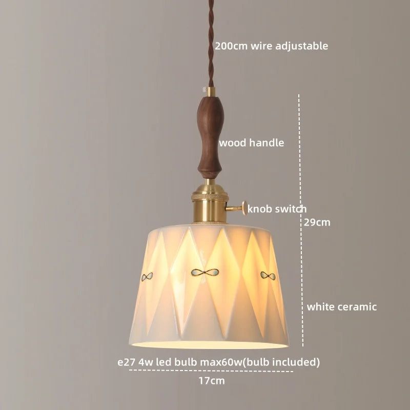 Ceramic LED Pendant Lights: Japanese Style for Living Room, Bedroom, Dining Room