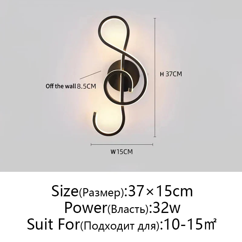 LED Wall Lamps Modern Minimalist Bedroom Living Room Lighting Black White