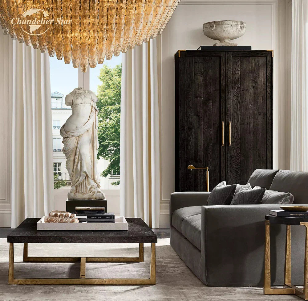 Chiara Glass LED Square Chandelier for Living Dining Room Lighting