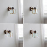 Clear Glass LED Wall Sconce Walnut Wood Bedroom Living Room Modern Fixture