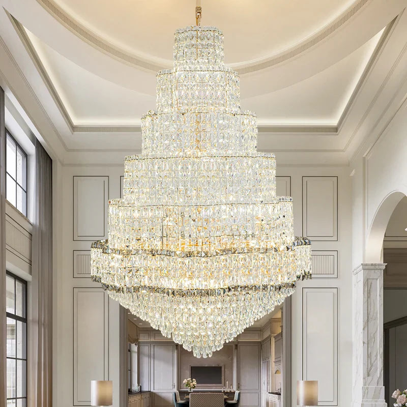 Modern Crystal Duplex Chandelier for Luxurious European Style Villa Living Room