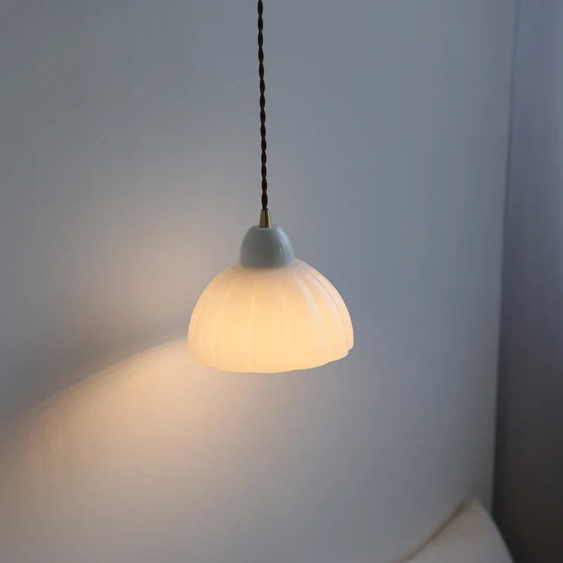 Modern Nordic Glass Pendant Light with Ceramic Socket for Home Decor.