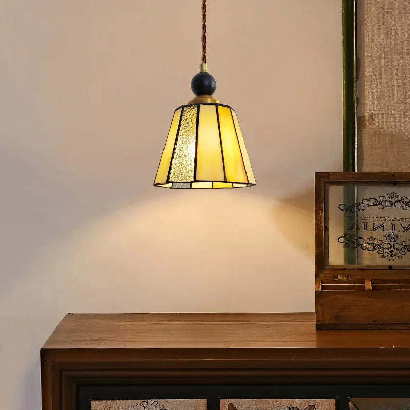Afralia™ Tiffany Glass LED Pendant Lights - Modern Nordic Adjustable Hanging Lamp fix