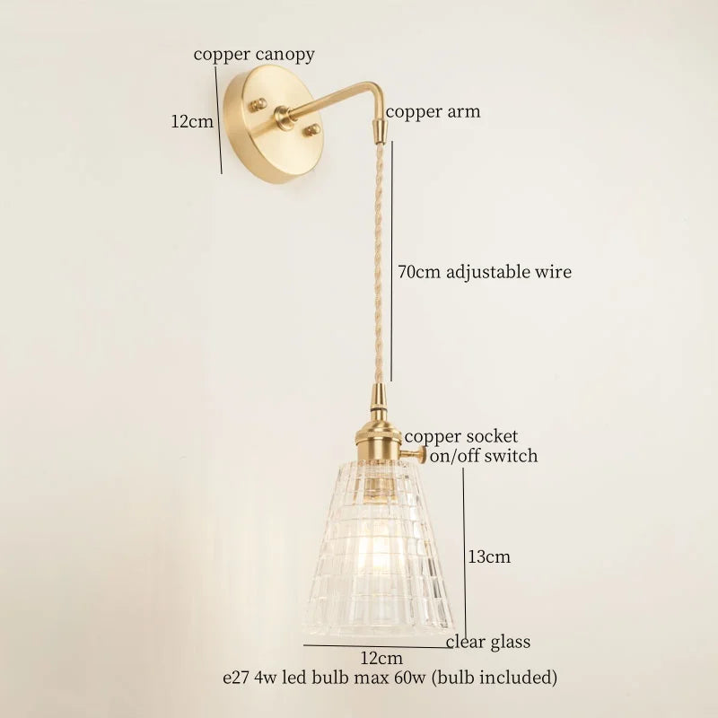 Afralia™ Copper LED Wall Lamp for Bedroom Sofa, Bathroom, Mirror, Stair Light