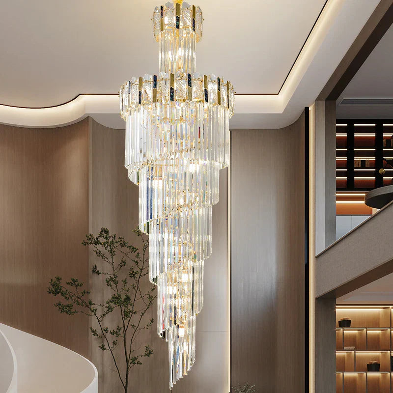 Rotating Crystal Stairwell Chandelier