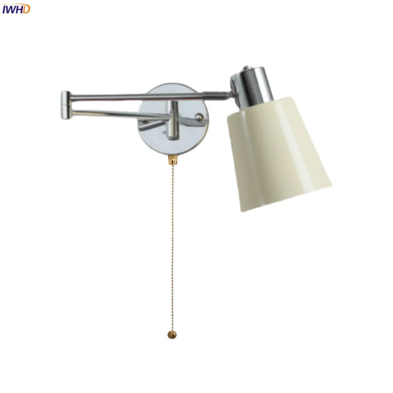 Cream LED Swing Arm Wall Lamp for Living Room Bedroom Mirror Stair Light