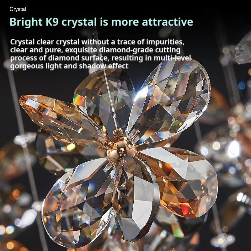 Crystal Staircase Chandelier | Modern Elegant Loft Villa Lighting Fixture