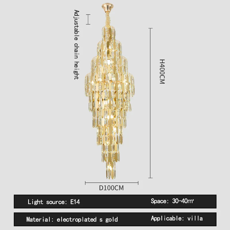 Crystal Loft Pendant Light: Sleek Spiral Staircase Chandelier