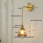Amber Vintage LED Wall Light Fixture Up Down Rotate Pull Chain Switch