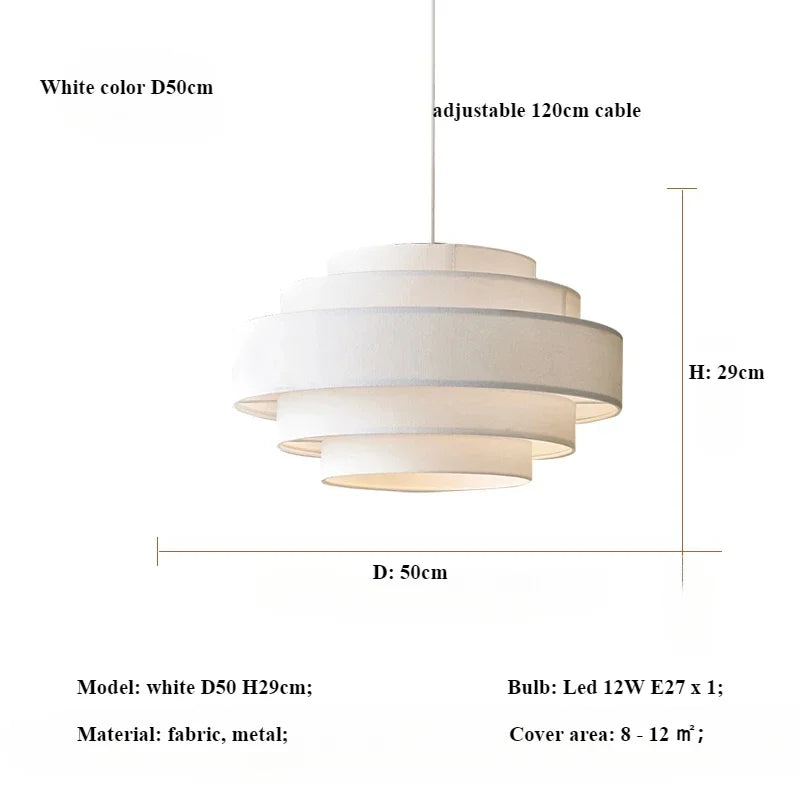 Minimalist Fabric Pendant Chandelier for Bedroom and Bar - LED Ceiling Lamp