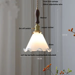 Amber Glass LED Pendant Lamp Walnut Wood Copper Hanging Light