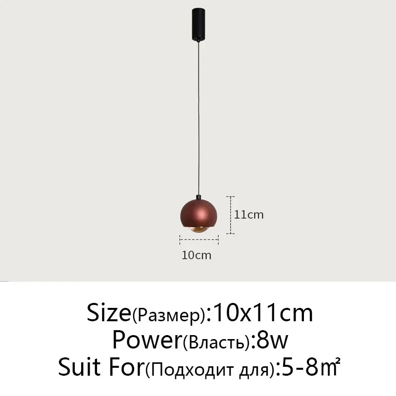 Gold Metal Luster Pendant for Bedside & Kitchen Island - Minimalist LED Hanging Light