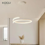 Black/White Spiral Chandelier for Living Dining Kitchen. Trendy Round Indoor Lighting Fixture.