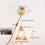 Copper Glass LED Wall Light for Modern Nordic Living Room Bedroom