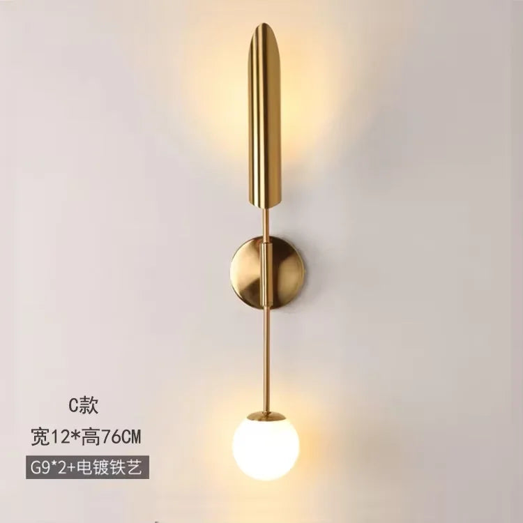 Golden Inclined Tube Wall Lamp for Modern Luxury Decor in Living Room
