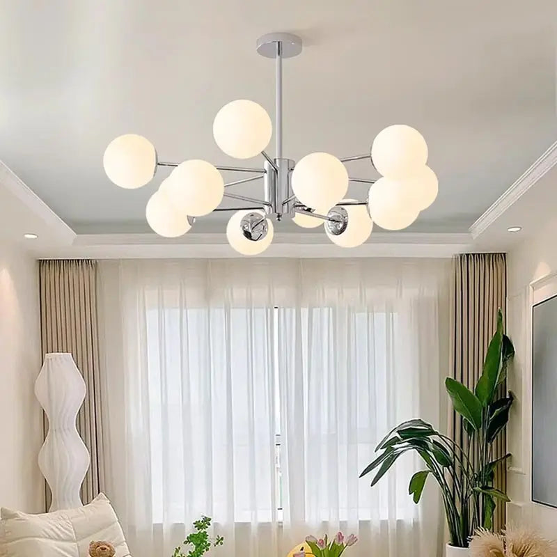 Glass Ball LED Ceiling Chandelier for Modern Living Room and Bedroom