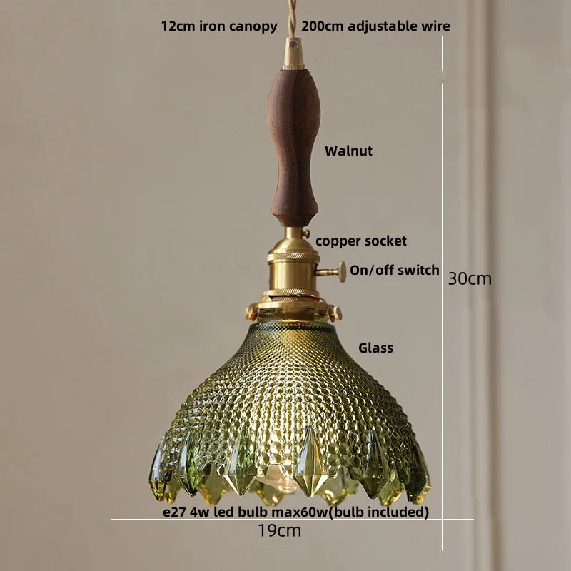Yellow Glass LED Pendant Lights with Adjustable Hanging Lamp
