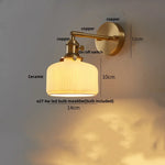 Ceramic LED Wall Sconce with Walnut Wood Pull Chain Switch - Nordic Style