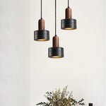 Nordic LED Pendant Lights Black Wood Travertine Hanging Lamp