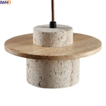 LED Hanging Lamp: Yellow Travertine Japanese Style Pendant Light for Home Decoration