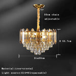 Gold Amber Crystal Chandelier Lights Modern Room Decor Hanging Lamp