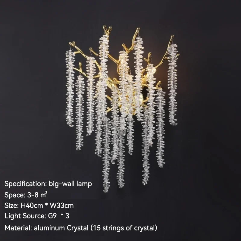 Luxury Gold Wall Sconce Crystal Decor LED Wall Light
