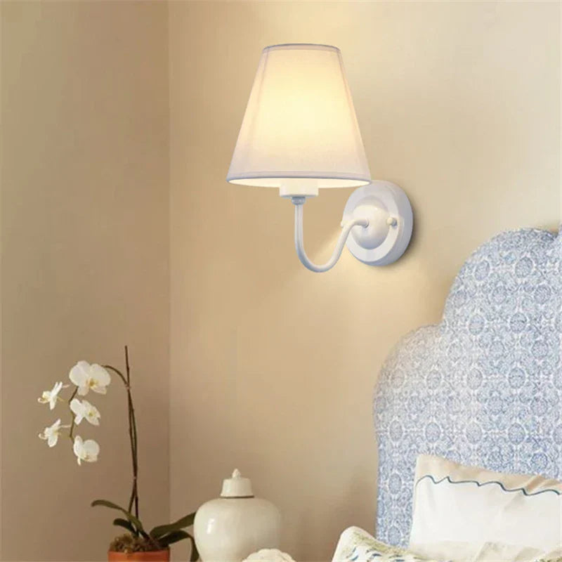 Fabric Lampshade Wall Sconce with LED Bulb for Home Decoration
