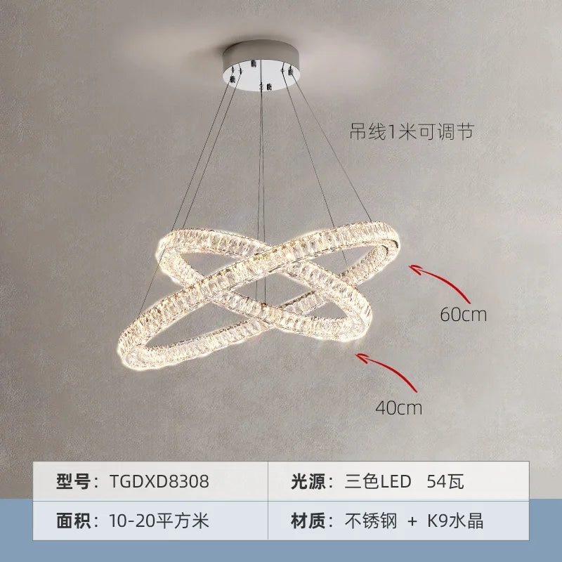 Crystal Chandelier Ring - Elegant Light Luxury for Living Room, Dining Room & Bedroom