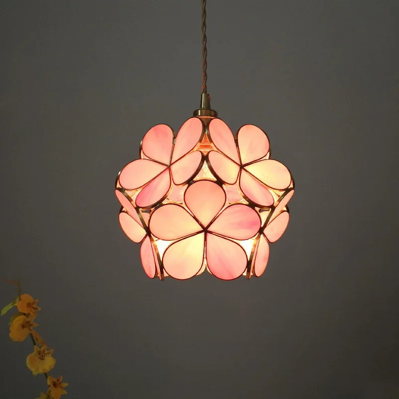 Glass Flower LED Pendant Light Fixture for Modern Luxury Home Decor