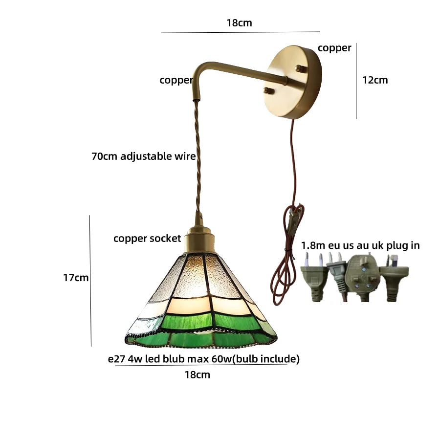 Tiffany Glass Wall Sconce LED Light for Modern Decor