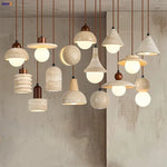 Wabi Sabi Yellow Travertine Stone LED Pendant Light for Living Room and Bar Counter