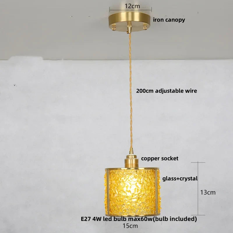 Afralia™ Crystal Glass LED Pendant: Tiffany Style Hanging Light for Living Room