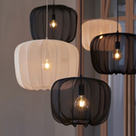 Plumeria Lantern Pendant Light: Minimalist French Country Fabric Lamp for Dining Staircase & Kitchen Island.