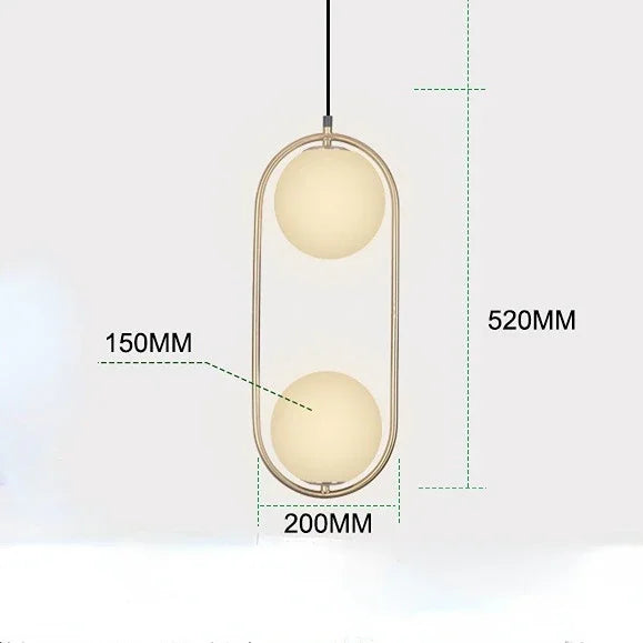 Gold Ring Glass Ball Pendant Light Fixture for Bedroom Living Room.