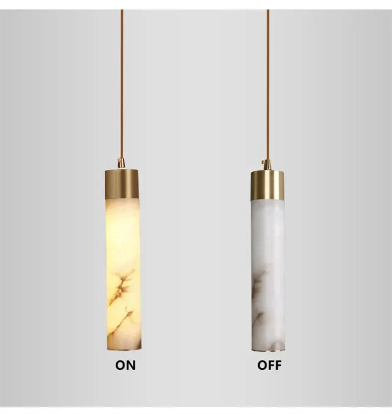 Copper LED Pendant Light: Modern Marble Single Head for Bedroom, Restaurant, and Corridor