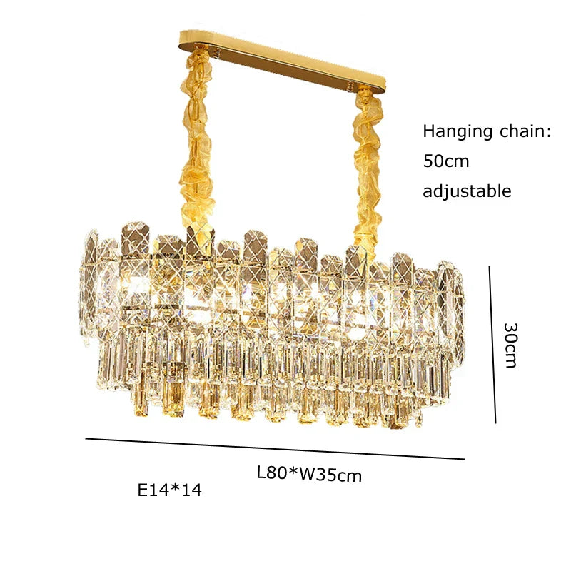 Gold Lustre Chandelier LED Crystal Light Fixture - Postmodern Luxury Hanging Lamp