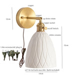 White Ceramic Ball LED Wall Lamp - Japanese Vintage Wall Sconce Lighting